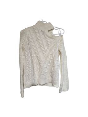 Express Cable Knit Sweater Medium Asymmetrical Turtleneck